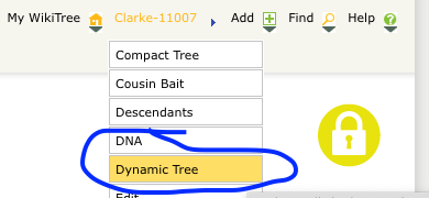 Dynamic Tree option is under the WikiTree ID menu