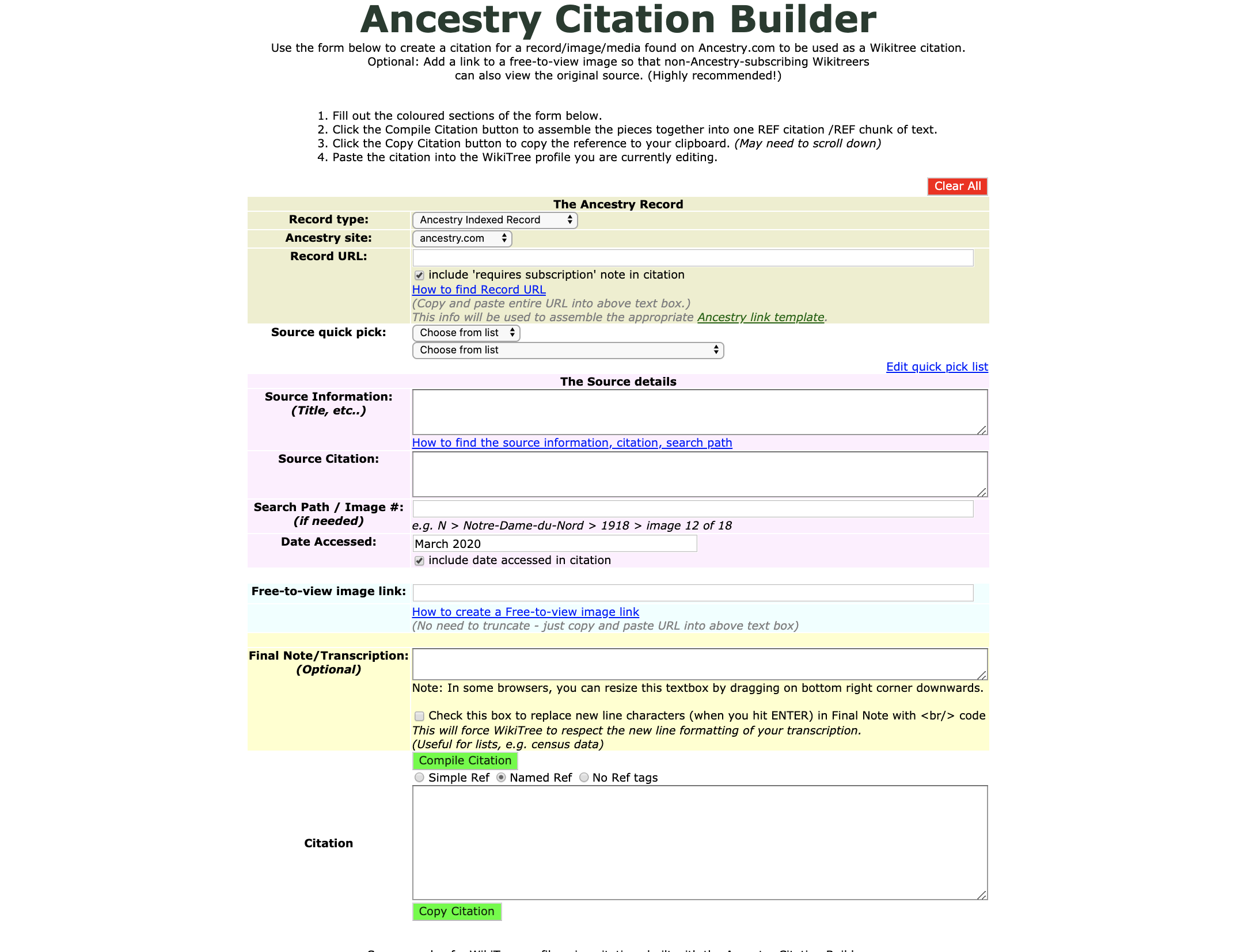 Ancestry Citation Builder