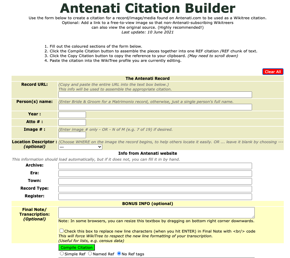 Antenati Citation Builder